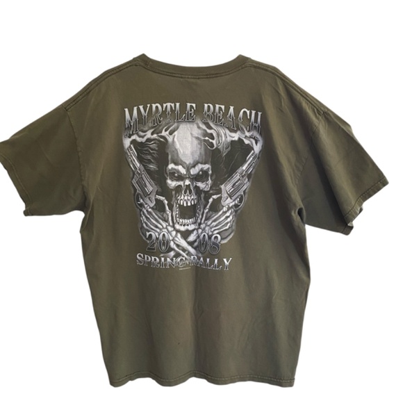Myrtle Beach 2008 Spring Rally Army Green TENNESEE RIVER Tee Mens XL Gray Skull - Picture 4 of 10
